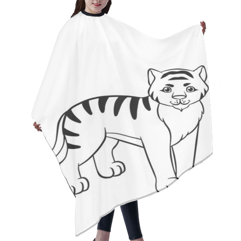 Personality  Litte Tiger Standing And Looking Hair Cutting Cape