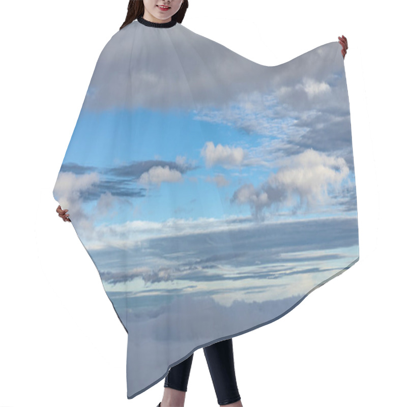 Personality  Aerial Of Blue Sky With Dark Raining Clouds Hair Cutting Cape