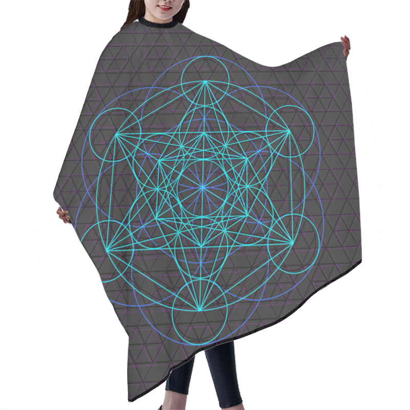 Personality  Metatron Outline Seed Of Life Sacred Geometr Hair Cutting Cape