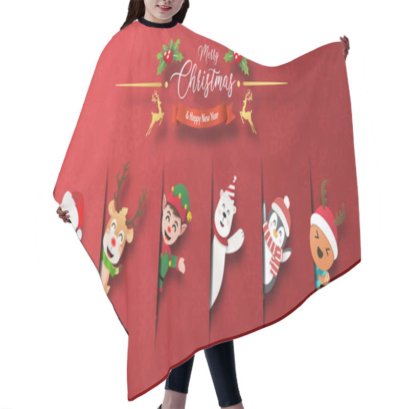 Personality  Merry Christmas And Happy New Year, Cute Christmas Character In Paper Cut Style Hair Cutting Cape