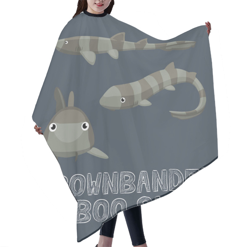 Personality  Brownbanded Bamboo Shark Cartoon Vector Illustration Hair Cutting Cape