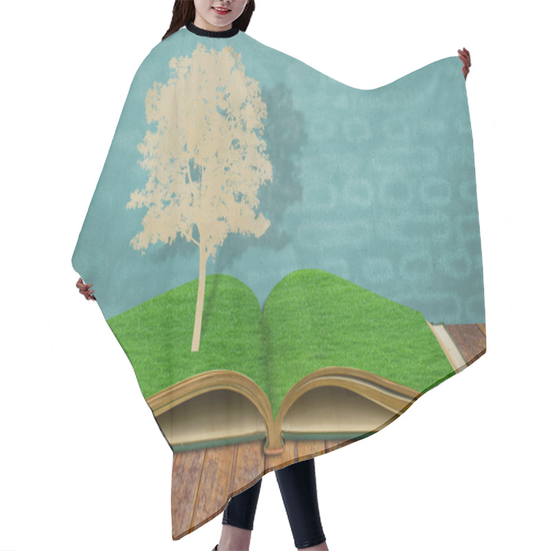 Personality  Paper Cut Of Tree On Old Grass Book Hair Cutting Cape