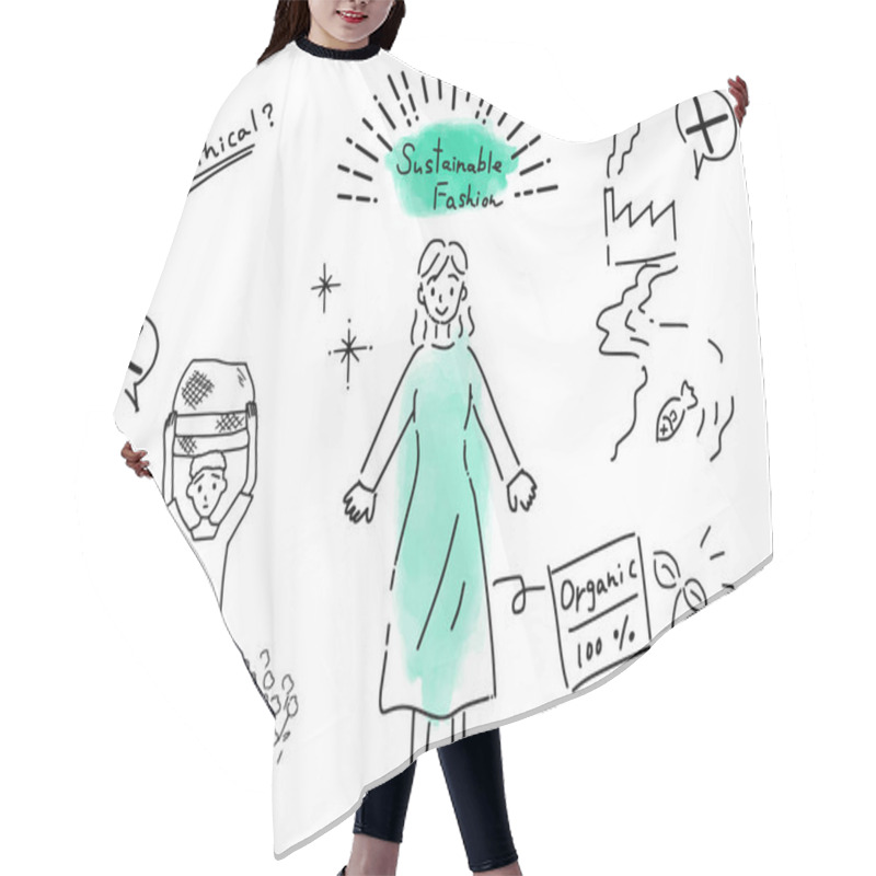 Personality  Ethical Sustainable Fashion Simple Touch Illustration Hair Cutting Cape