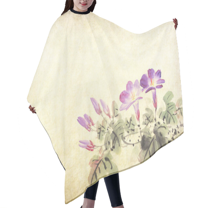 Personality  Chinese Painting Of Morning Glory Hair Cutting Cape