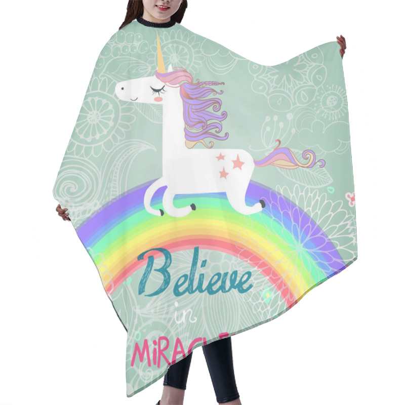 Personality  Cute Unicorn Hair Cutting Cape