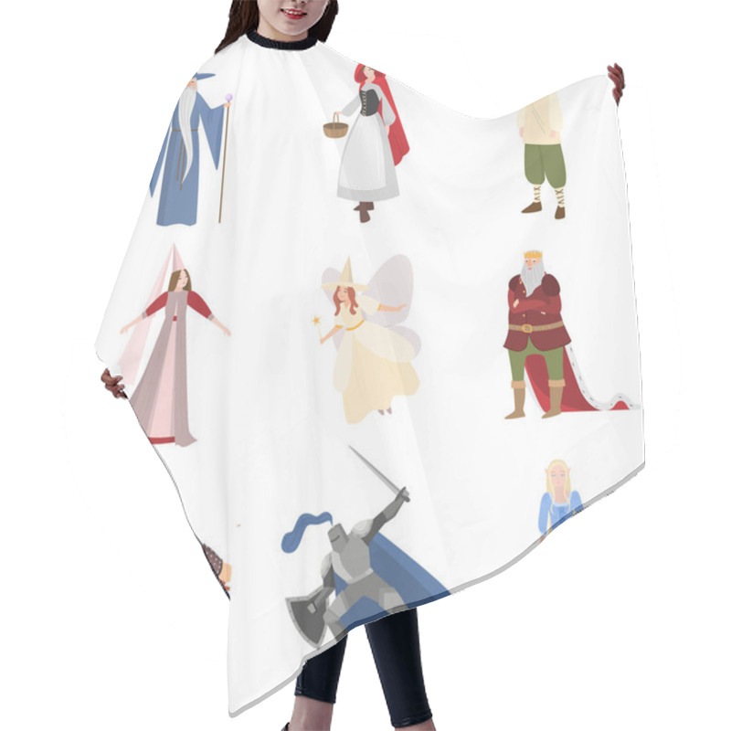 Personality  Set Of Different Fairy Tale Character, Personages, Childhood Hair Cutting Cape