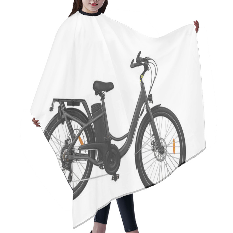 Personality  Black Electric Bike Isolated On White Background Hair Cutting Cape