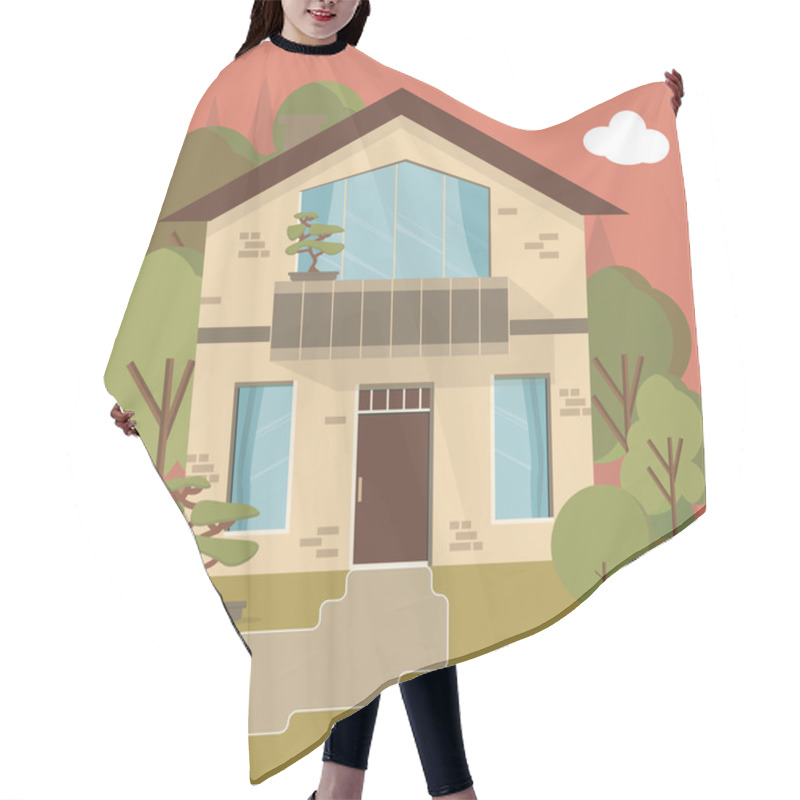 Personality  Beautiful Family House And Apartment Banners On The Nature Background Hair Cutting Cape