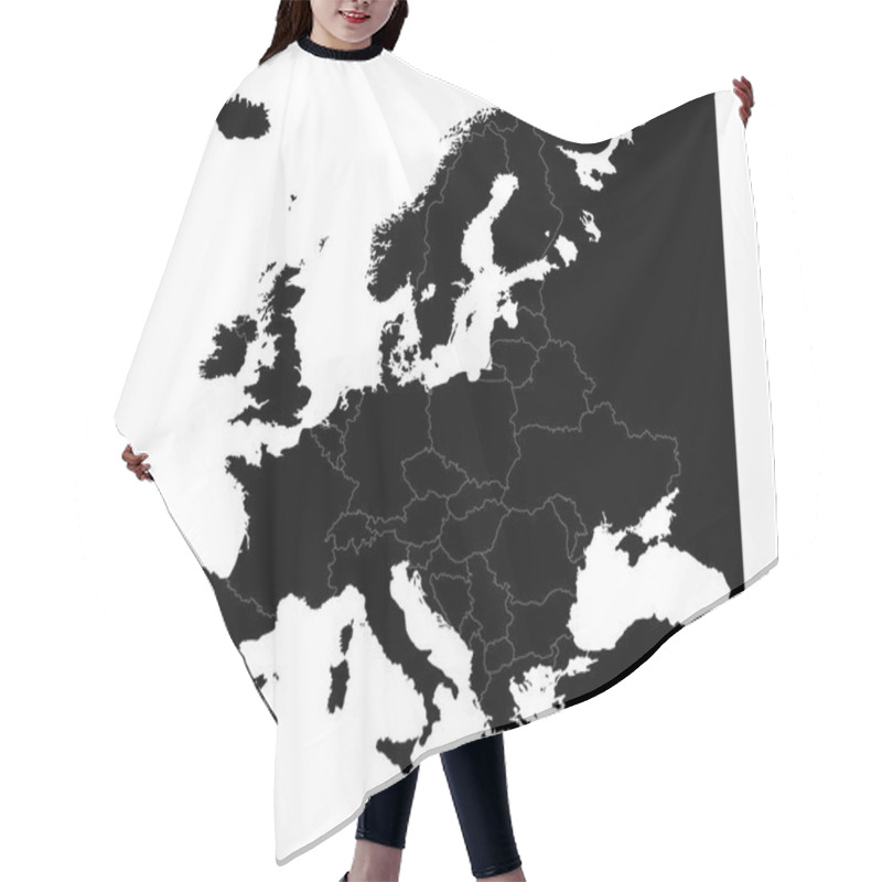 Personality  Map Of Europe Silhouette With Country Borders Isolate On White Hair Cutting Cape