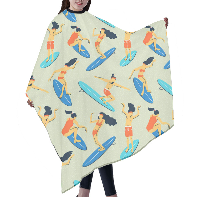 Personality  Seamless Pattern With  Surfers Hair Cutting Cape