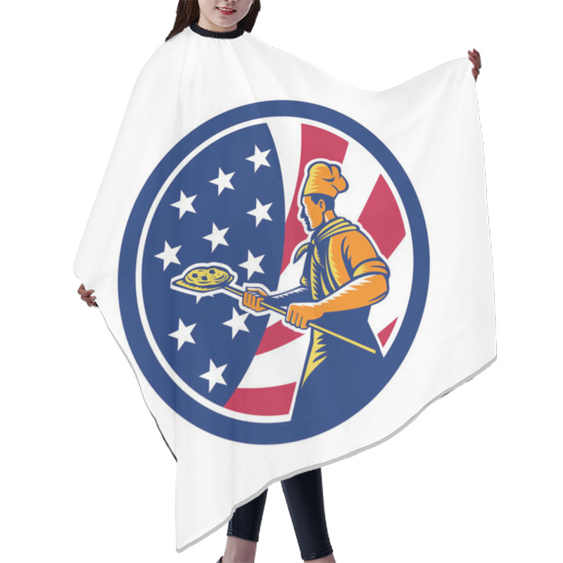 Personality  American Pizza Baker USA Flag Icon Hair Cutting Cape