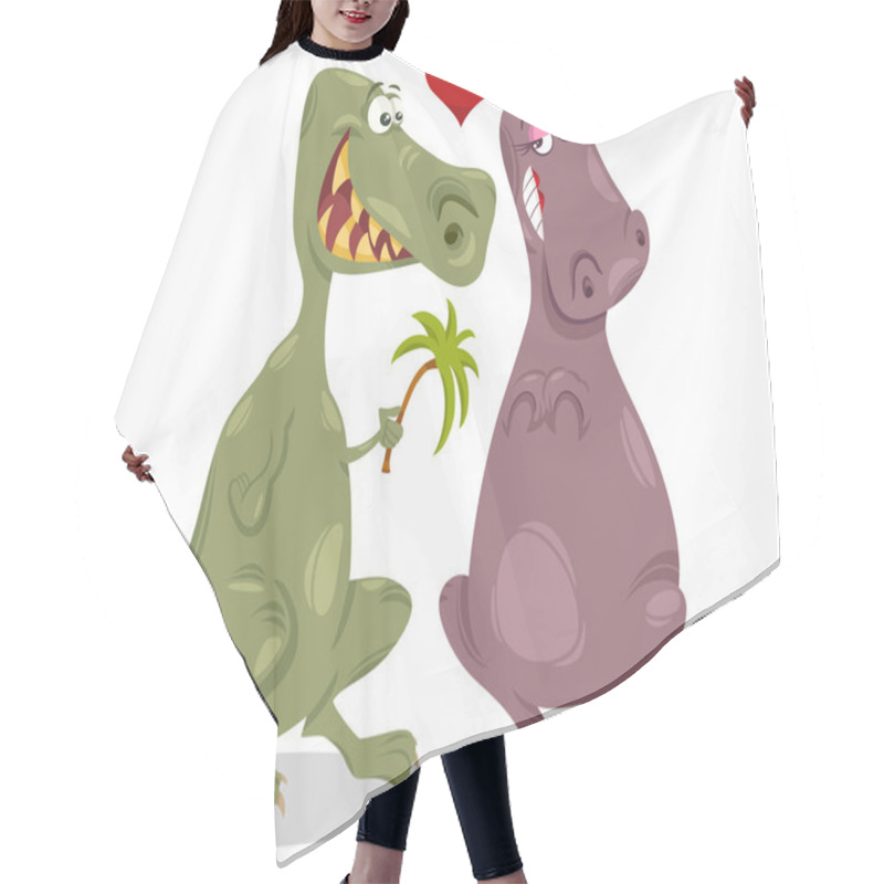 Personality  Dinos In Love Cartoon Illustration Hair Cutting Cape