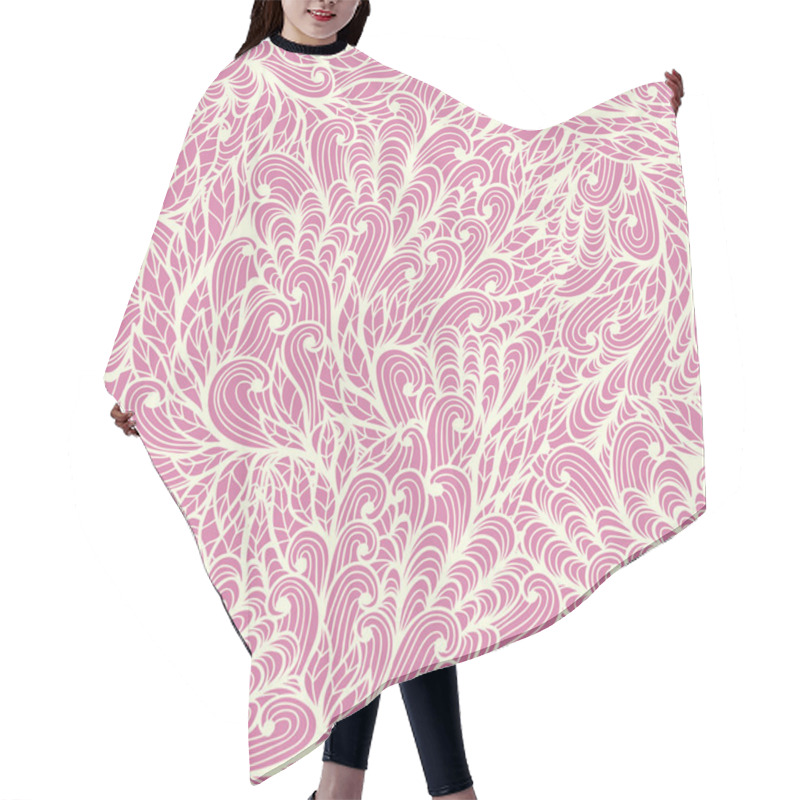 Personality  Seamless Monochrome Pink And White Doodle Floral Pattern Hair Cutting Cape