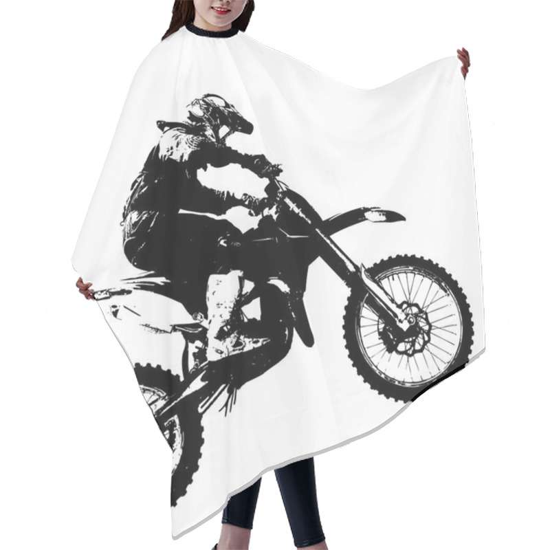 Personality  Rider Participates Motocross Championship.  Vector Illustration. Hair Cutting Cape