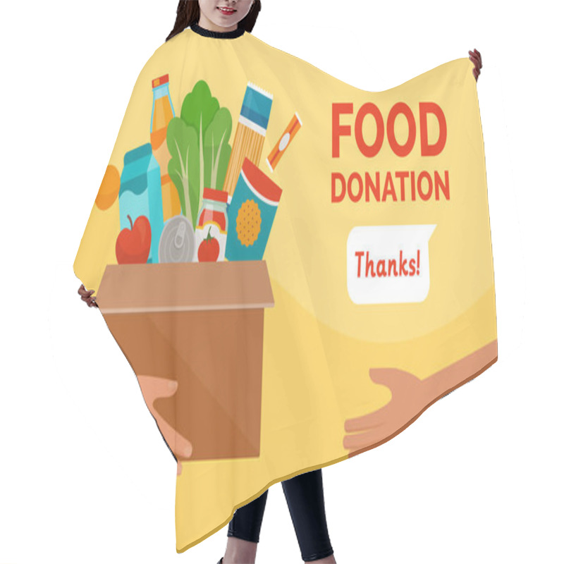 Personality  Volunteer Holding A Donation Box With Food, Awareness And Charity Concept Hair Cutting Cape