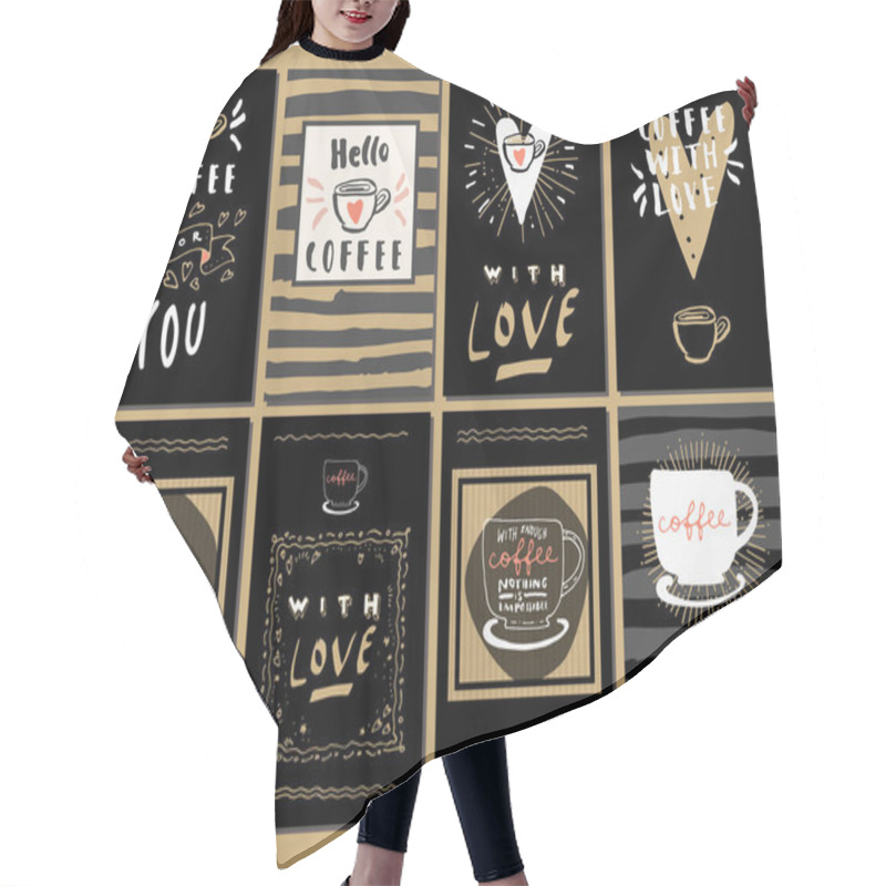 Personality  Set Of Coffee Love Cards Hair Cutting Cape