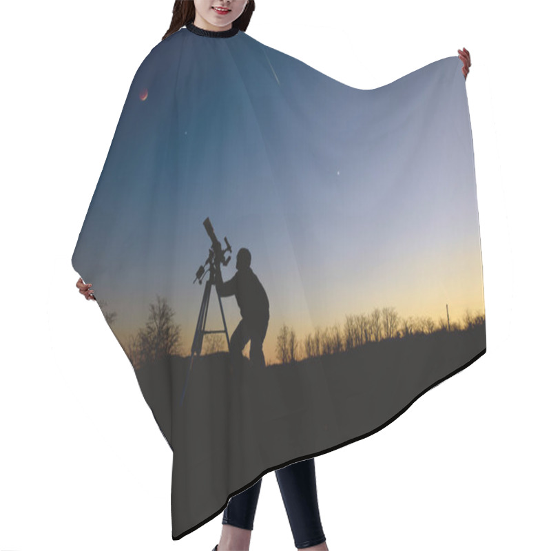 Personality  Astronomical Telescope And Equipment For Observing Stars, Milky Way, Moon And Planets. Hair Cutting Cape