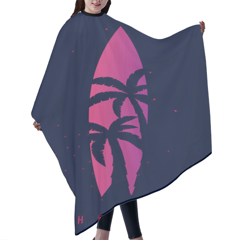 Personality  Surfing Graphic With Palms And Surfingboards. T-shirt Design And Print. Hair Cutting Cape