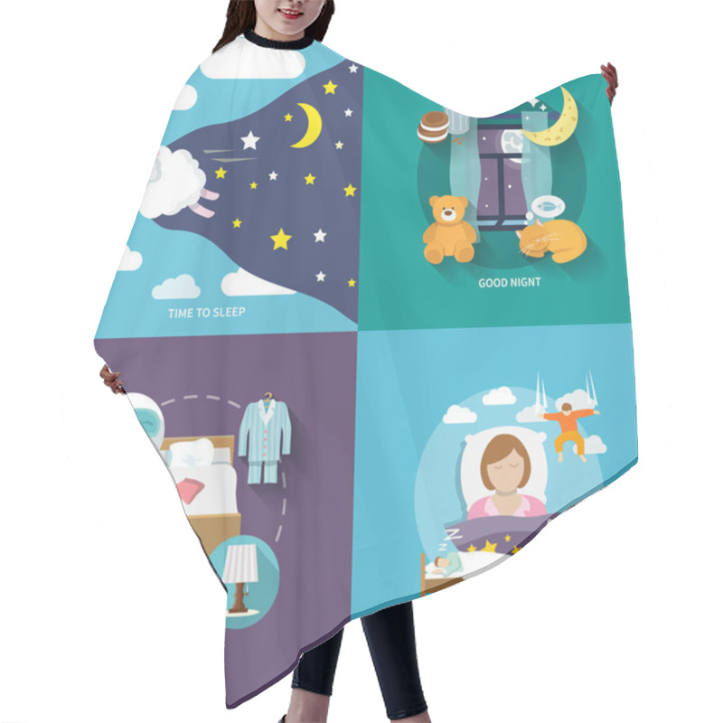 Personality  Sleep Time Icons Flat Hair Cutting Cape