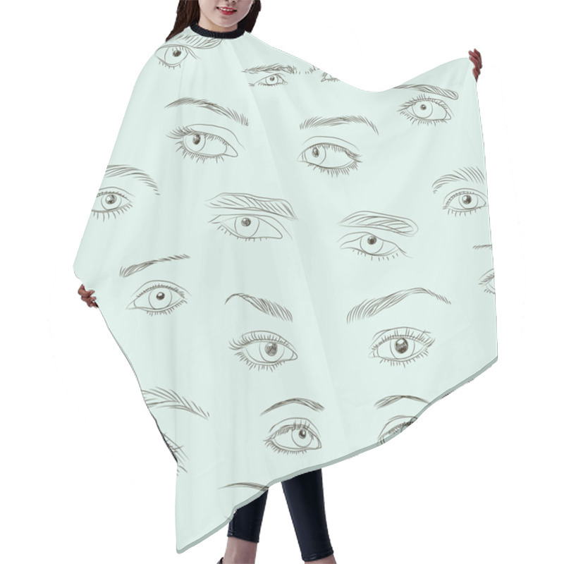 Personality  Hand Drawn Eyes Set Pattern Hair Cutting Cape