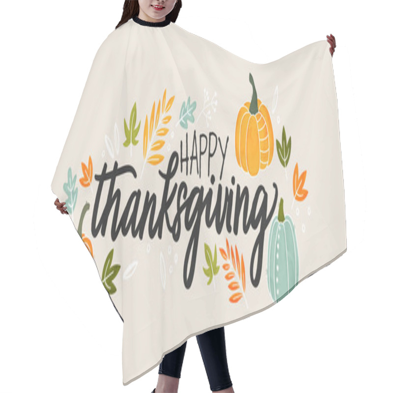 Personality  Cute Hand Drawn Thanksgiving Design With Text And Decoration, Great For Invitations, Banners. Hair Cutting Cape