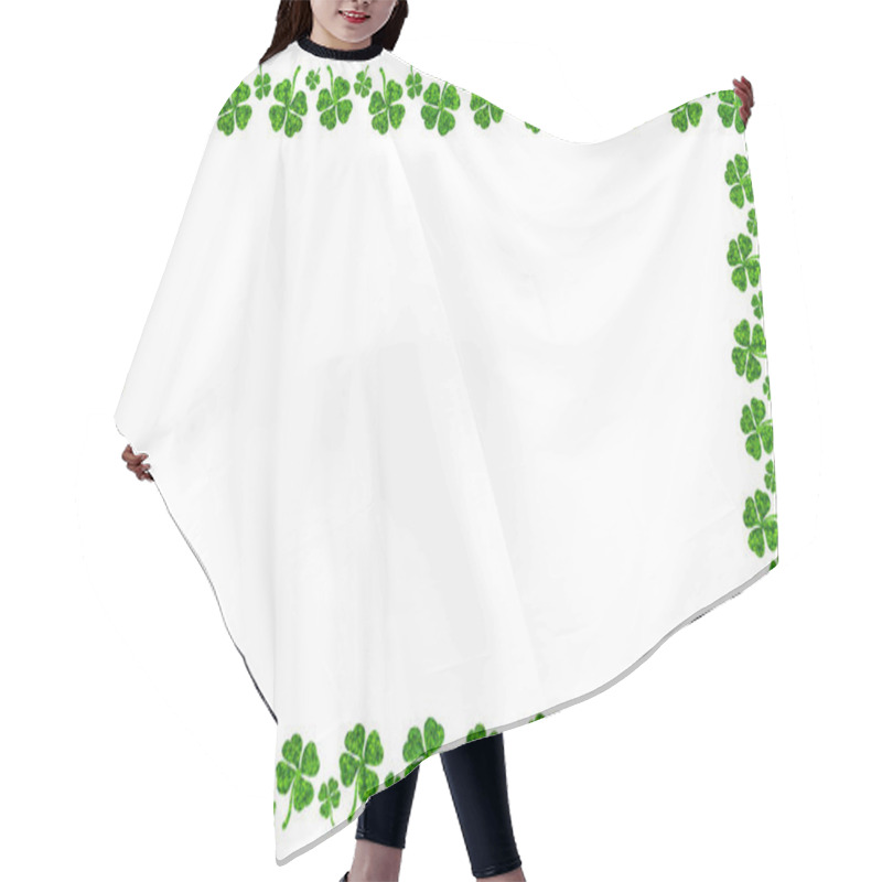 Personality  Beautiful St. Patrick's Day Postcard / Wishes Card With Shamrock Or 4-Leaf Clover Frame, Isolated On White Background With Clipping Path Or Selection Path Included. Hair Cutting Cape