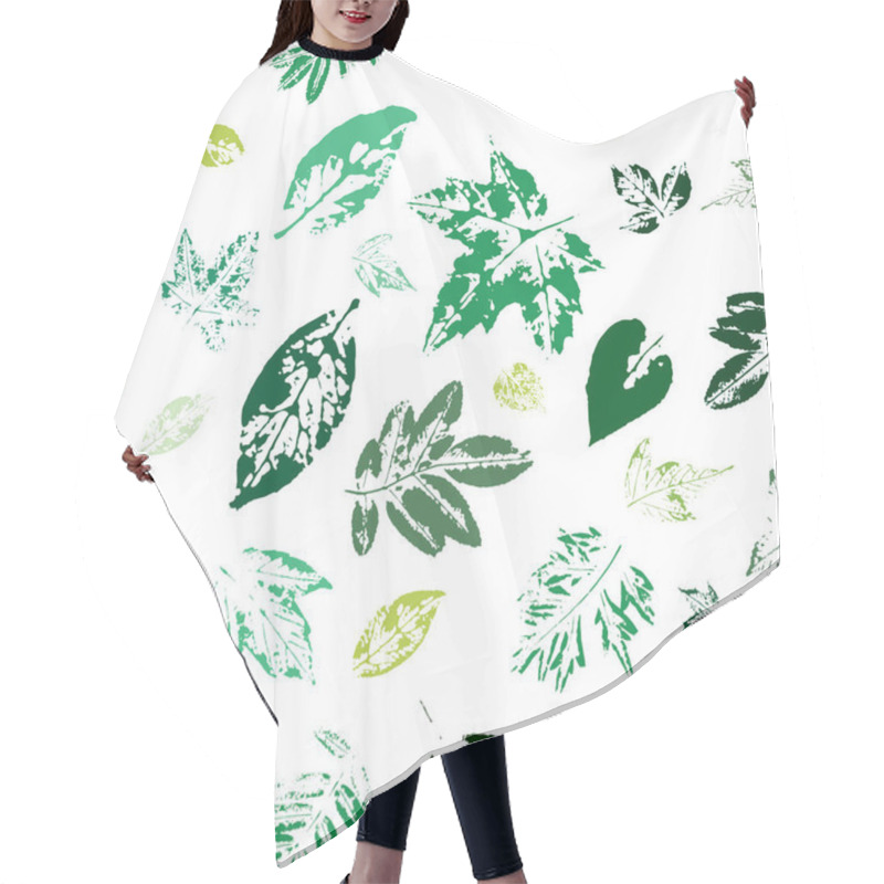 Personality  Stylish Wallpaper With Tree Leaves. Prints Of Green Leaves. Postcard With Leaves Prints. Hair Cutting Cape