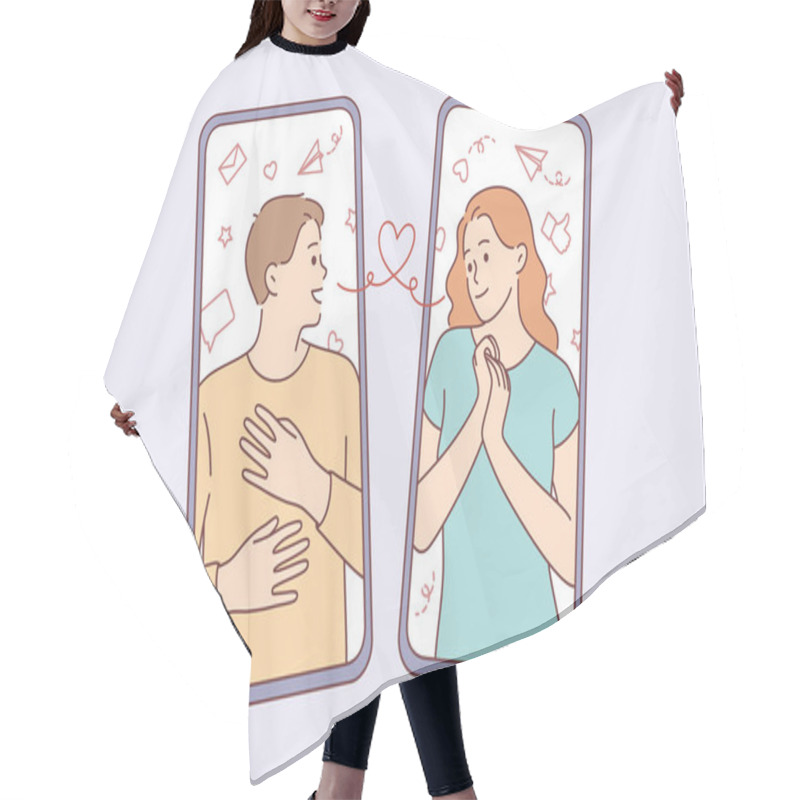 Personality  Online Dating And Communication Concept Hair Cutting Cape