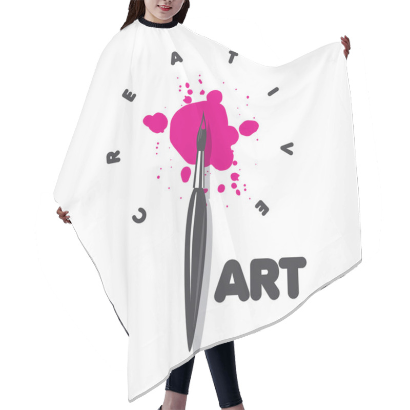 Personality  Vector Logo Brush And Blots Of Paint Hair Cutting Cape