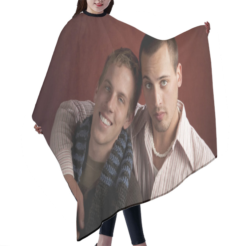 Personality  Two Young Men Hair Cutting Cape