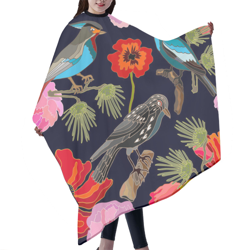 Personality  Japanese Garden. Seamless Oriental Pattern With Victorian Motifs.  Hair Cutting Cape