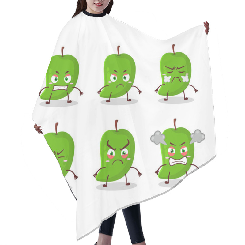 Personality  Green Mango Cartoon Character With Various Angry Expressions. Vector Illustration Hair Cutting Cape