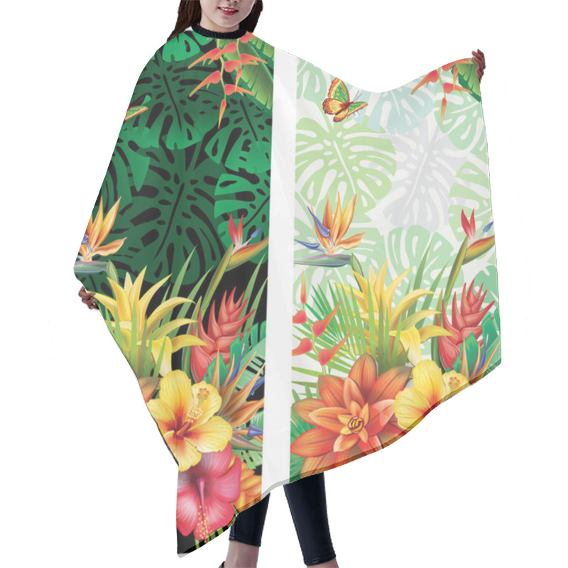 Personality  Cards From Tropical Flowers Hair Cutting Cape