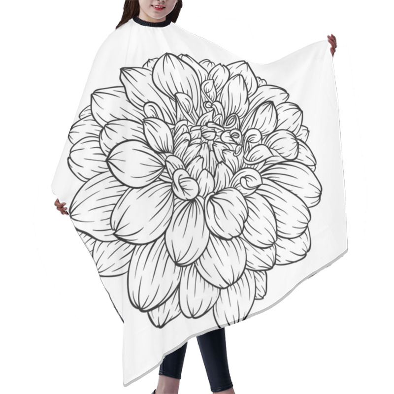 Personality  Black And White Dahlia Flower Isolated On Background. Hair Cutting Cape