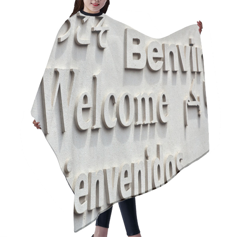 Personality  Welcome Board With Greeting On Foreign L Hair Cutting Cape