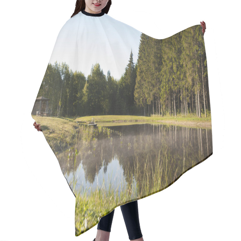 Personality  Calm Lake Near Pine Forest Hair Cutting Cape