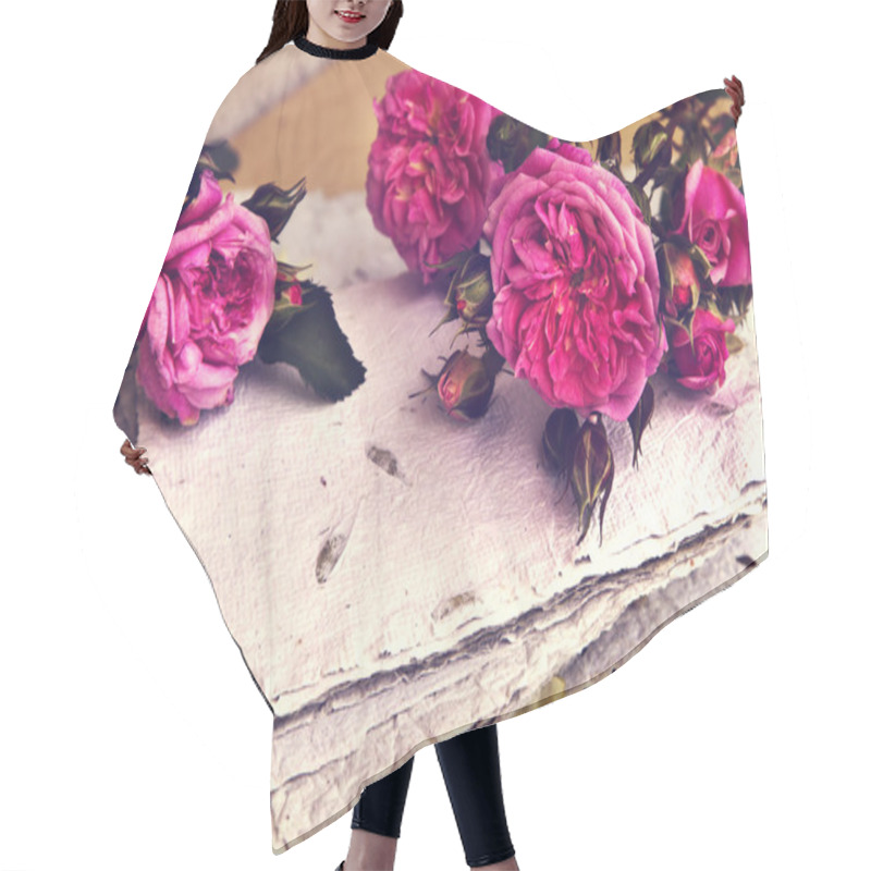 Personality  Pink Roses, Petals And Handmade Paper Hair Cutting Cape