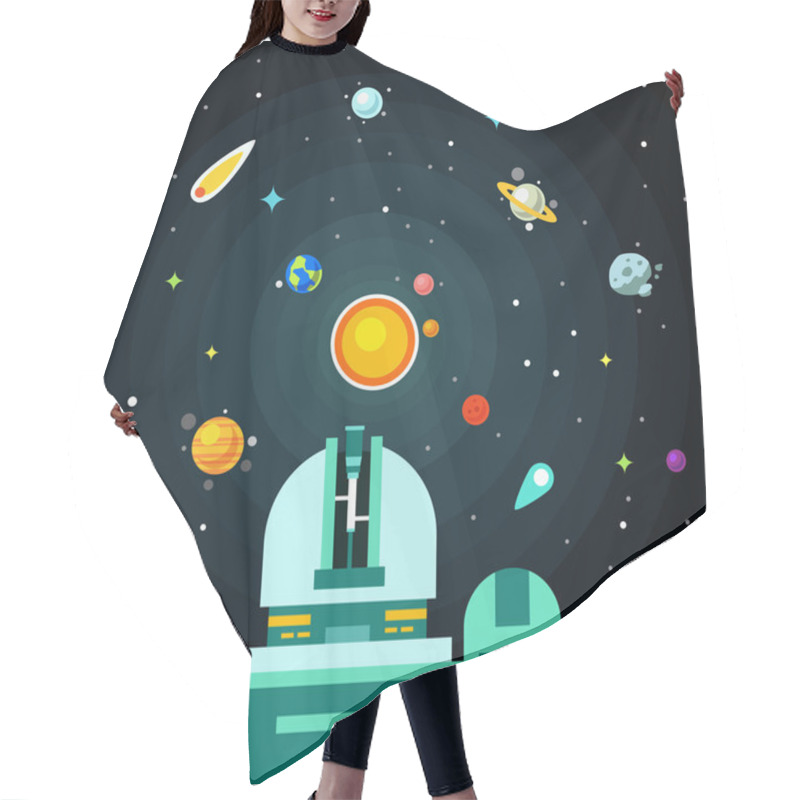 Personality  Observatory Station, Solar System With Planets Hair Cutting Cape