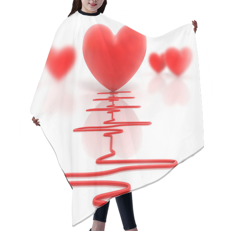 Personality  Red Heart . Isolated On White. Hair Cutting Cape