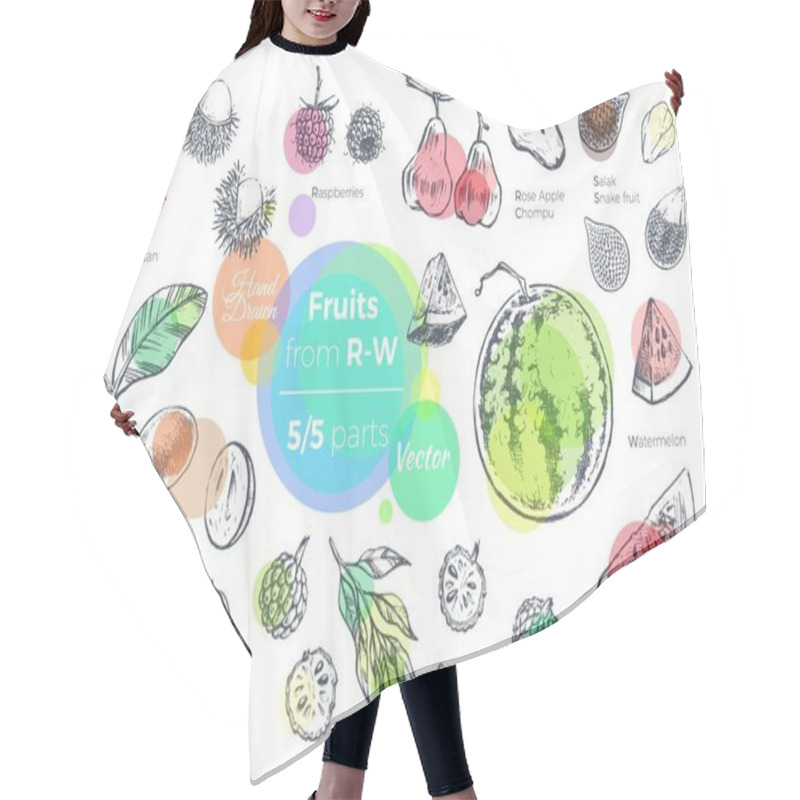 Personality  Fruits Hand Drawn Icons Set. Fresh Organic Food Hair Cutting Cape