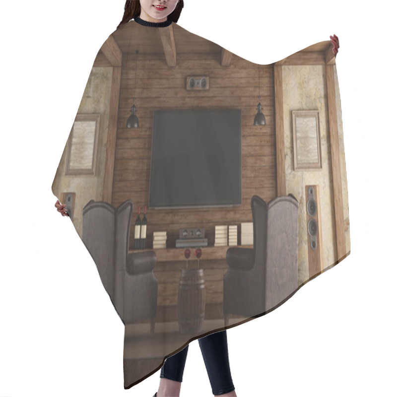 Personality  Home Cinema In Rustic Style Hair Cutting Cape