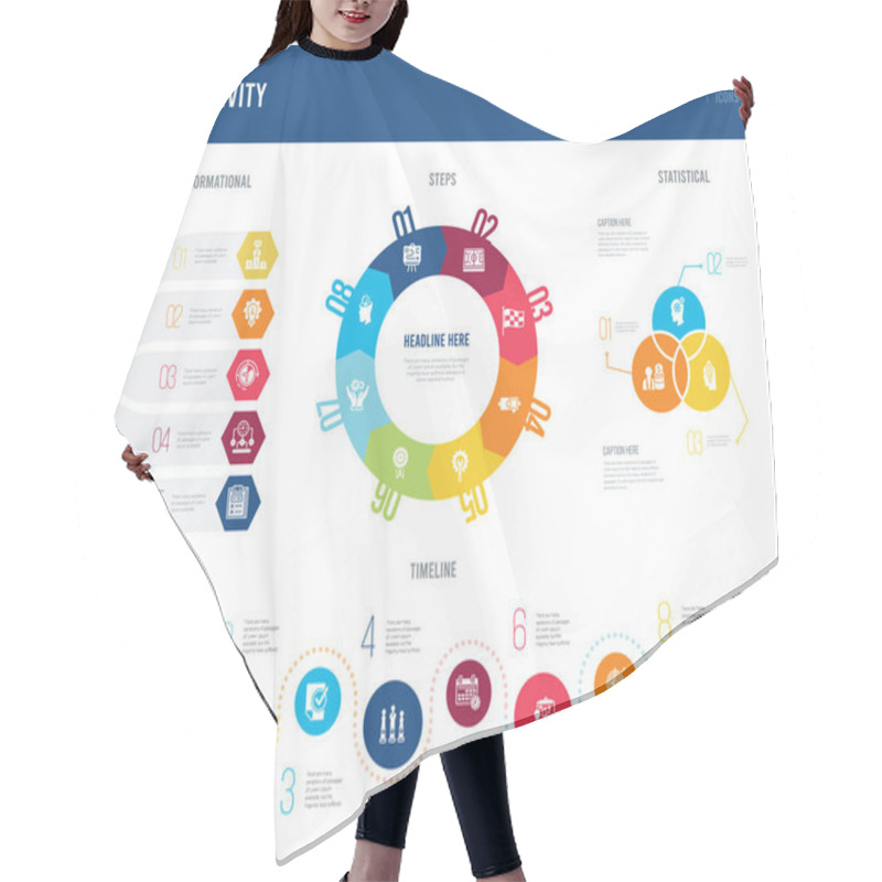 Personality  Infographic Design From Productivity Concept. Informational, Tim Hair Cutting Cape