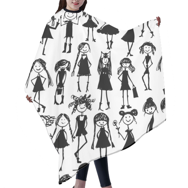 Personality  Fashion Girls, Seamless Pattern For Your Design Hair Cutting Cape