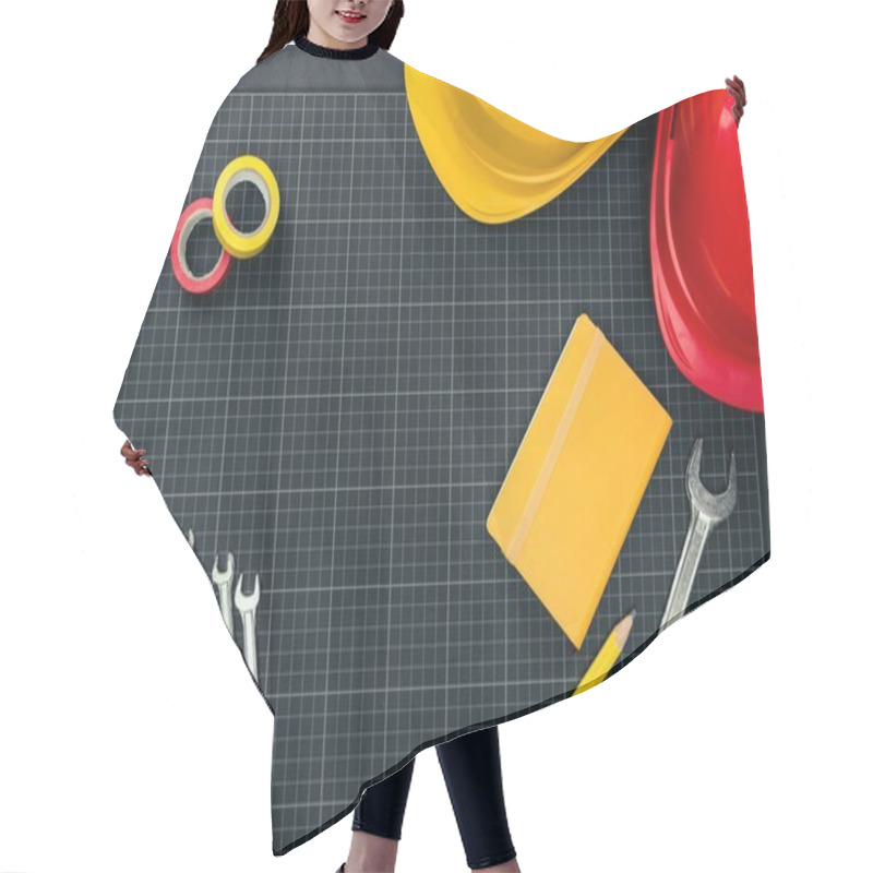 Personality  Tools And Hardhats On Graph Paper Hair Cutting Cape