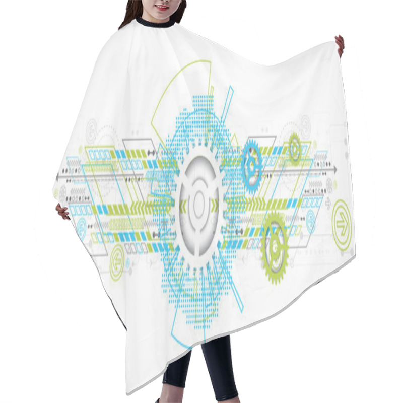 Personality  Abstract Technology Gears Background Hair Cutting Cape