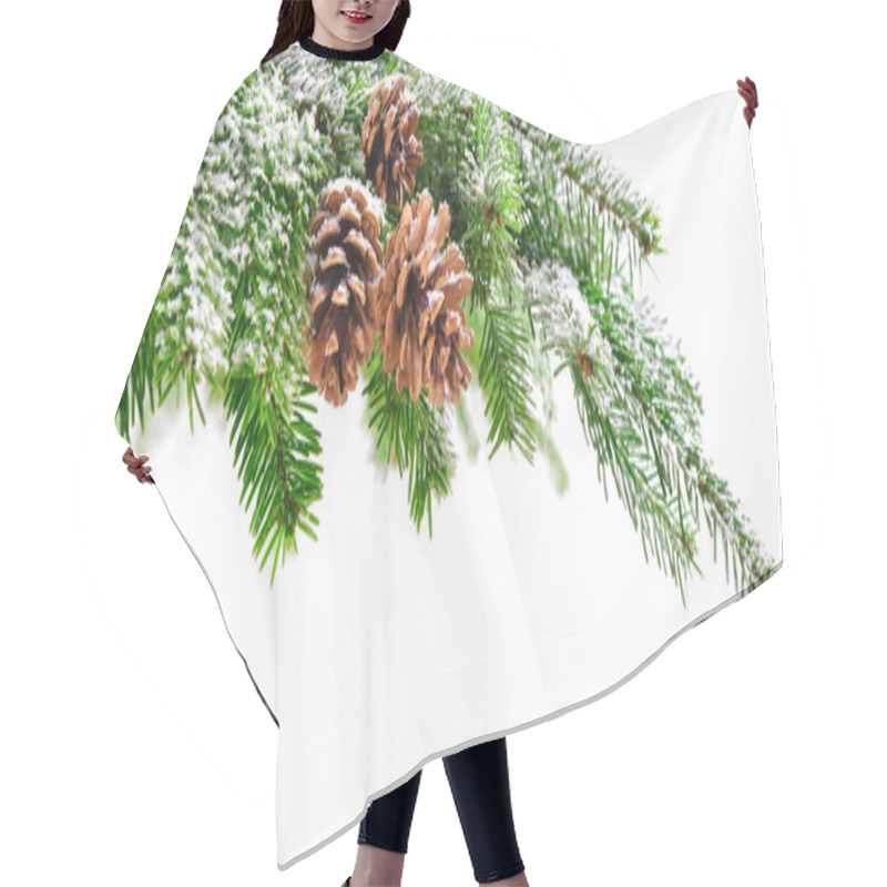 Personality  Fir Branch With Snow And Cones Hair Cutting Cape