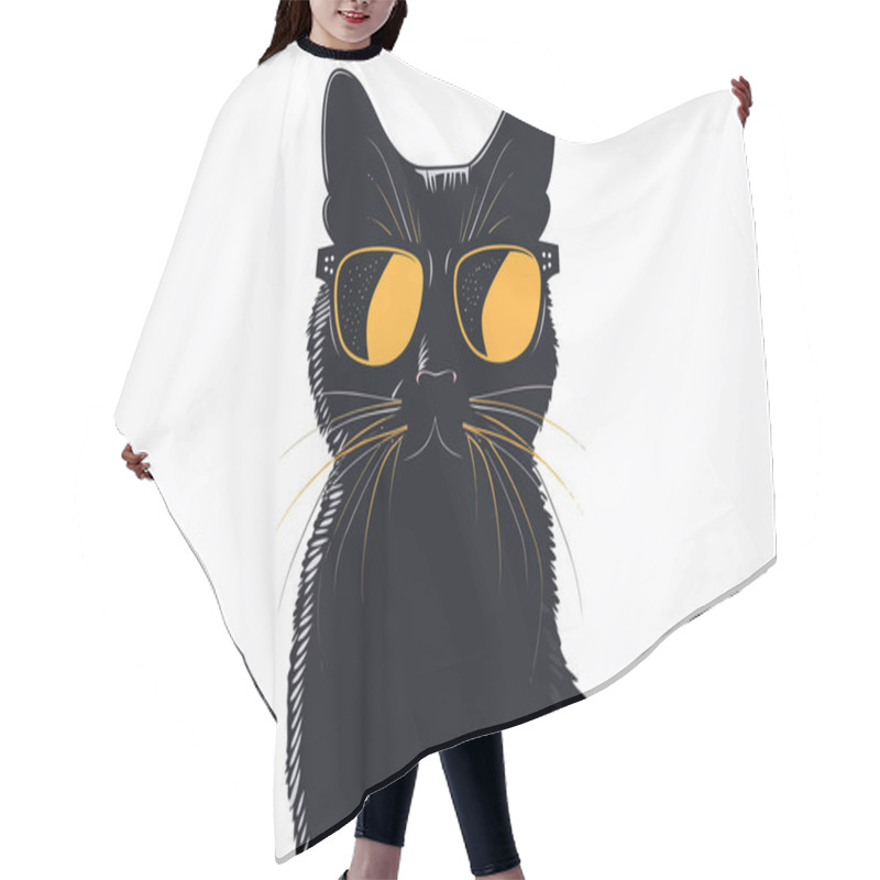 Personality  Cat Wearing Glasses Isolated Vector Style Hair Cutting Cape