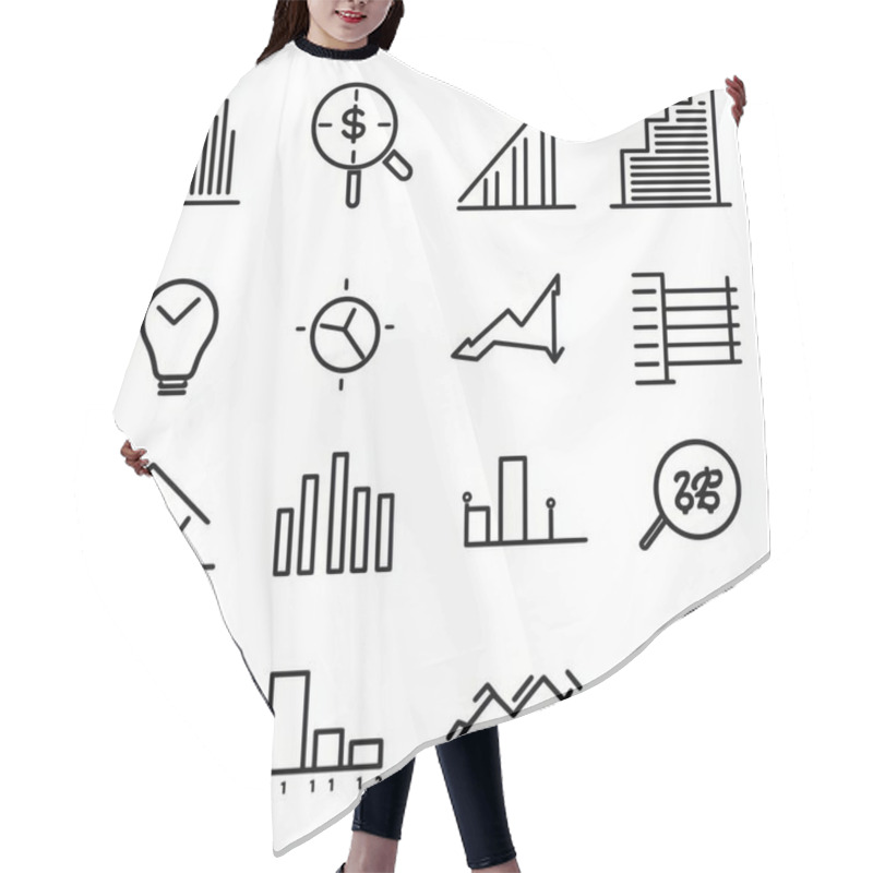 Personality  A Collection Of Minimalist Finance And Data Visualization Icons In Black And White. Hair Cutting Cape