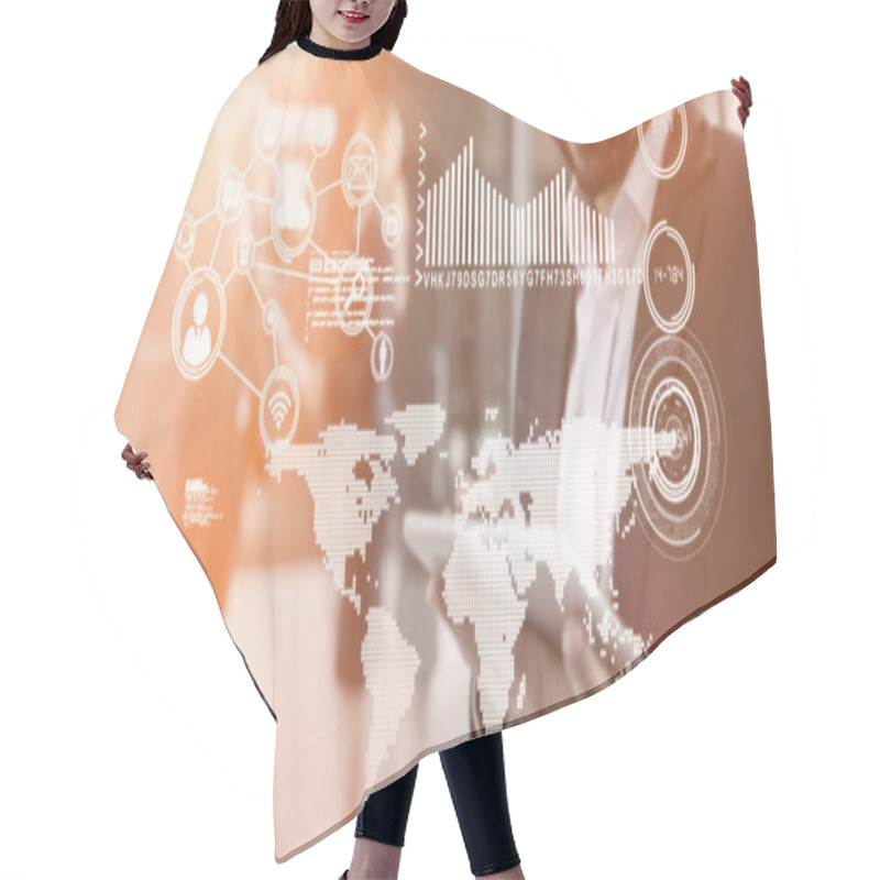 Personality  Composite Image Of Technology Interface Hair Cutting Cape