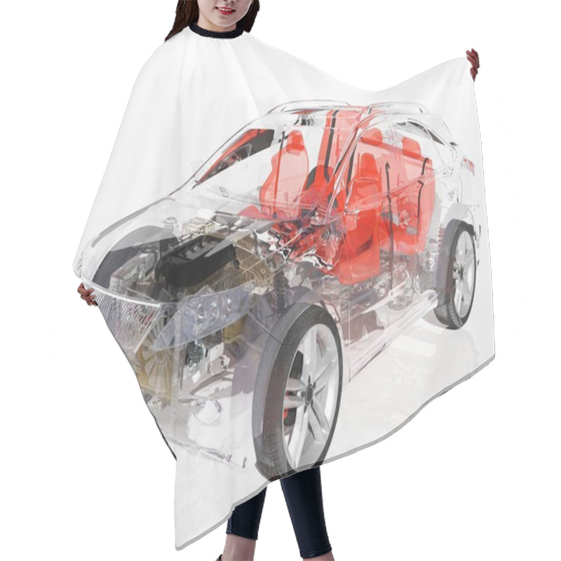 Personality  Model Cars On A White Background.3d Render Hair Cutting Cape